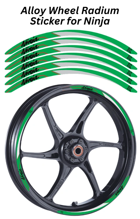 Alloy Wheel Radium Sticker for Ninja | Made in Premium Radium with FPF (Fade Protection Film), Waterproof, Precut Sticker, Pack Of 12